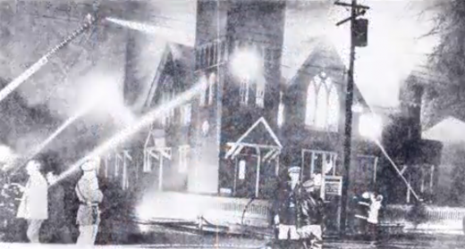 Thirty-first Street Baptist Church on fire