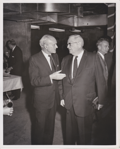 Philip Johnson (left)  / Dedication of the WRVA building (May 29, 1968)