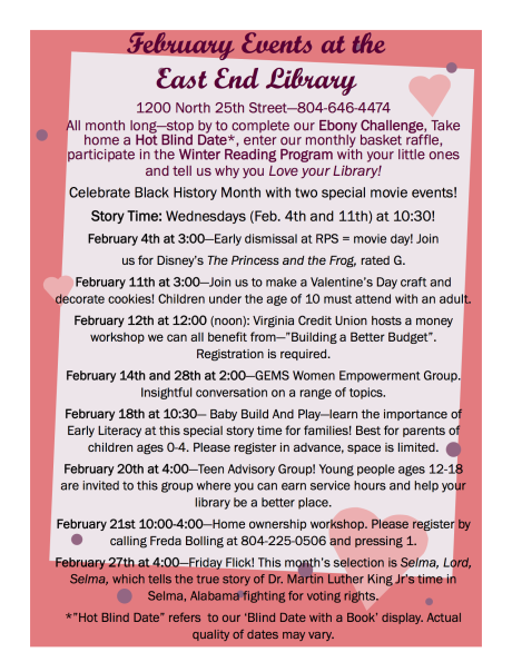 February events east end library
