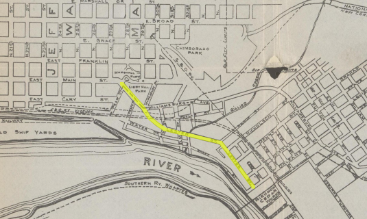 Lester Street from the 1906 Hill Directory map of Richmond