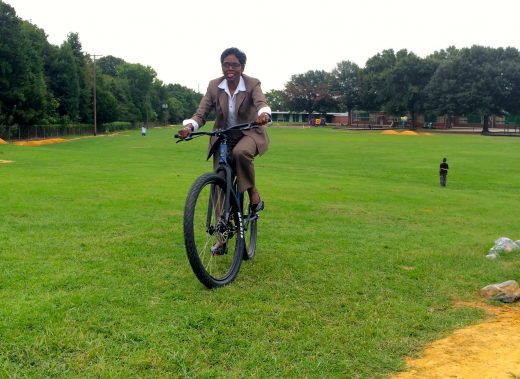 Cynthia Newbille at the opening of the Armstrong Bike Park